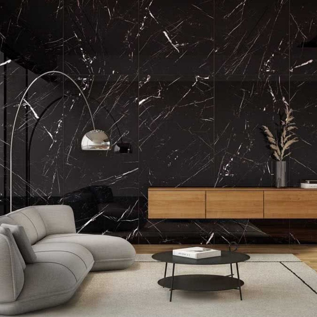 Láminas PVC Tipo Mármol | Revestimiento Interior - Negro - Almacora