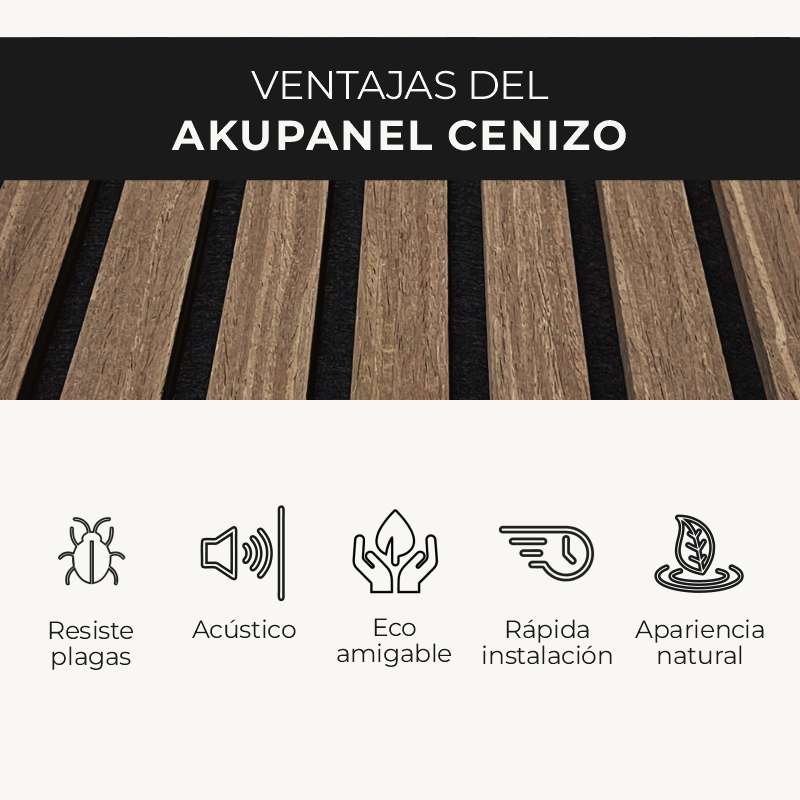 Panel Acústico Decorativo | MDF Akupanel Cenizo | Almacora - Almacora