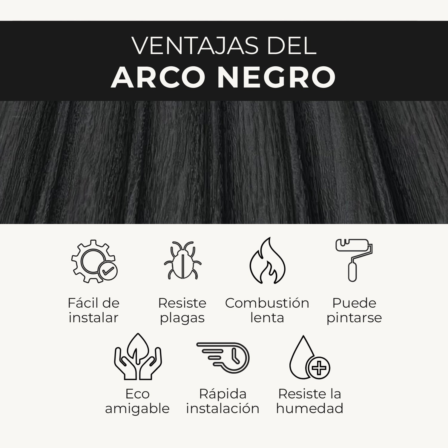 Panel WPC Arco | Negro Decorativo | ALMACORA - Almacora