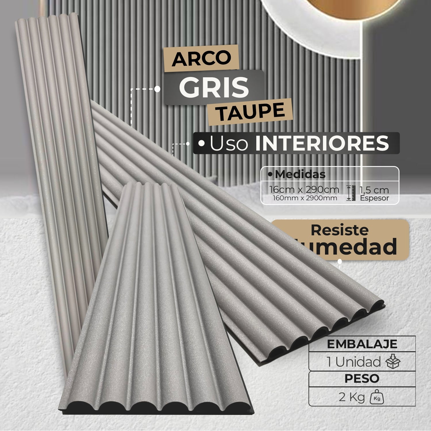 Panel WPC Arco | Taupe Gris Decorativo | ALMACORA