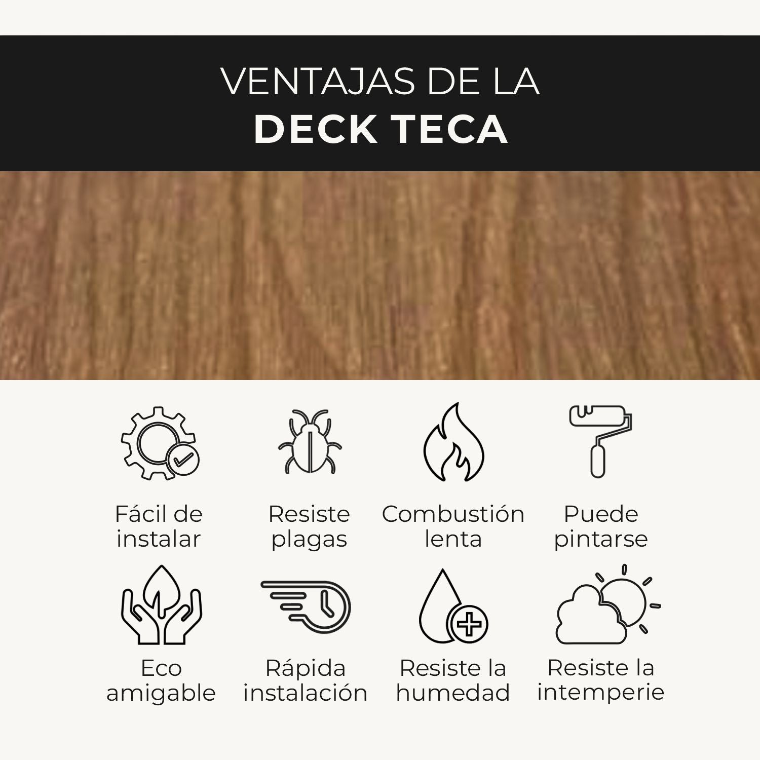 Piso Deck Teca WPC | Revestimiento para Exteriores | Almacora - Almacora