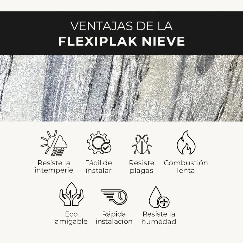 Flexiplak Translúcida Nieve | Lámina Decorativa de Piedra Flexible - Almacora