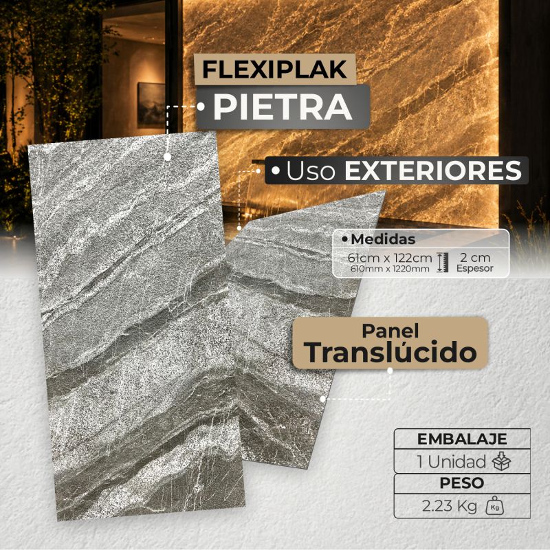 Flexiplak Translúcida Pietra | Lámina Decorativa de Piedra Flexible - Almacora