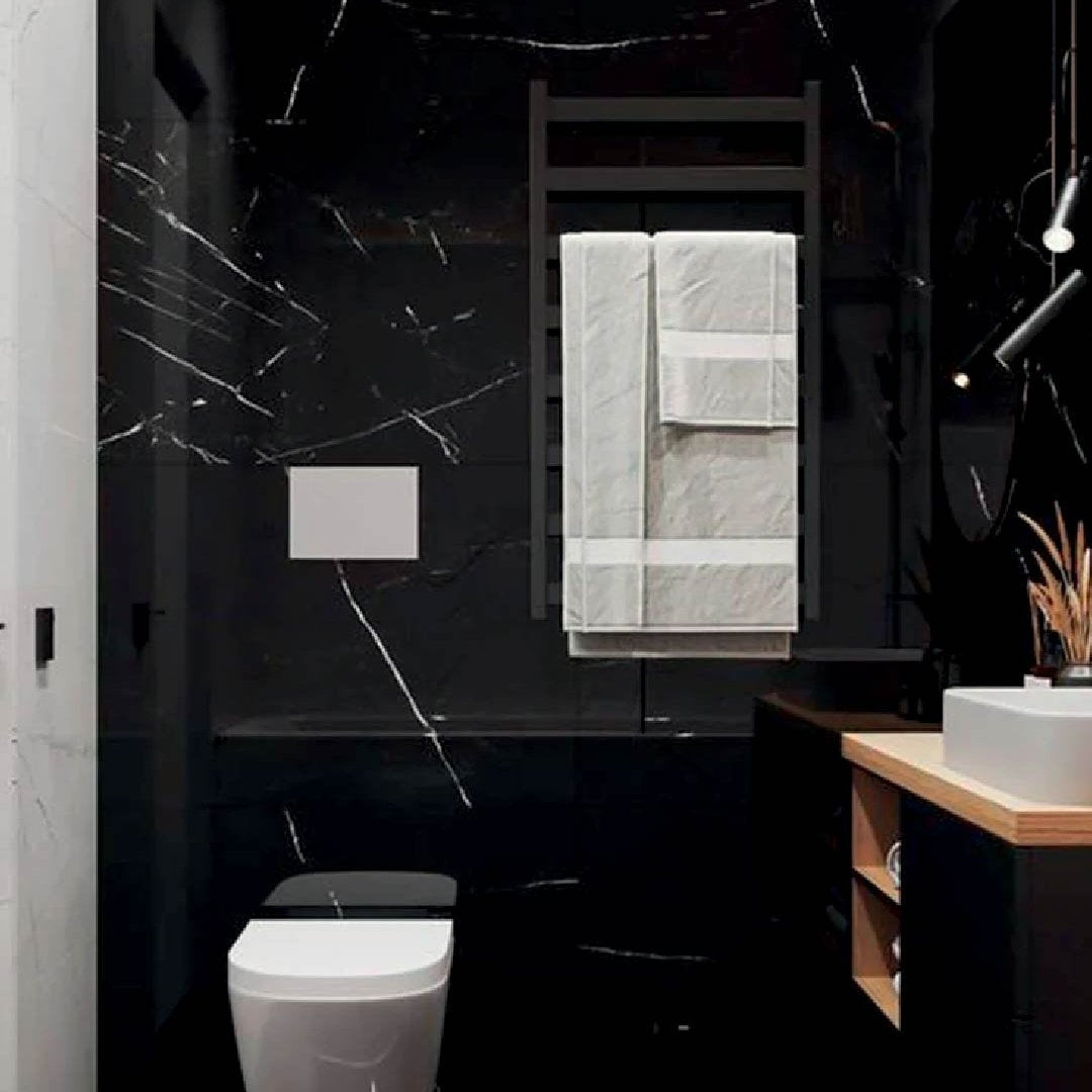 Láminas PVC Tipo Mármol | Revestimiento Interior - Negro - Almacora