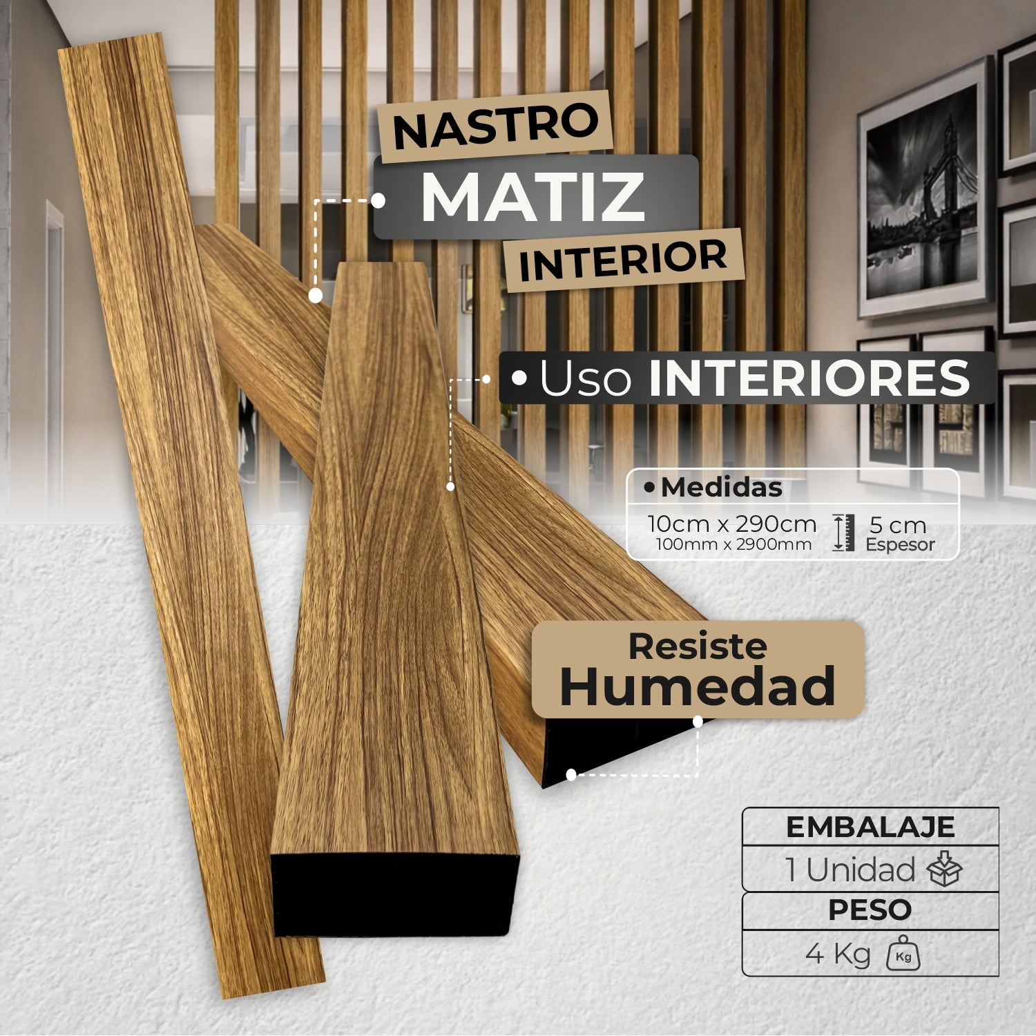 Panel WPC Nastro Interior | Nastro Matiz | Revestimiento para Interiores