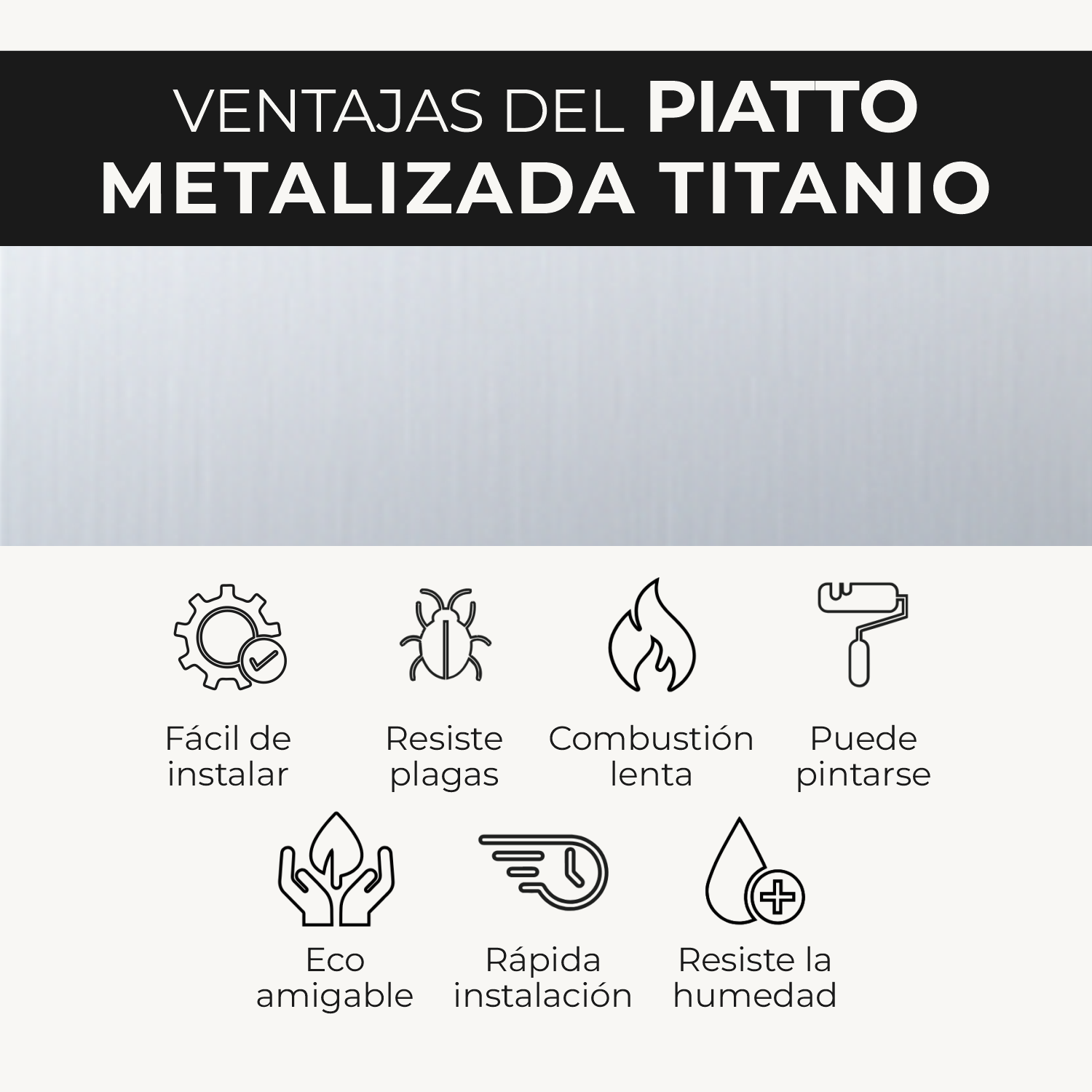 Lámina Piatto Metalizada Titanio – Revestimiento Decorativo Moderno - Almacora