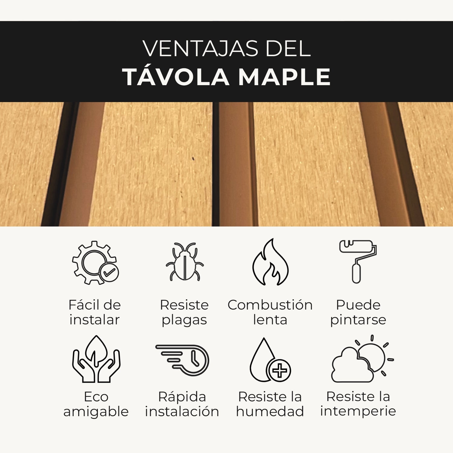 Panel Távola WPC Exterior | Revestimiento Maple | Almacora - Almacora