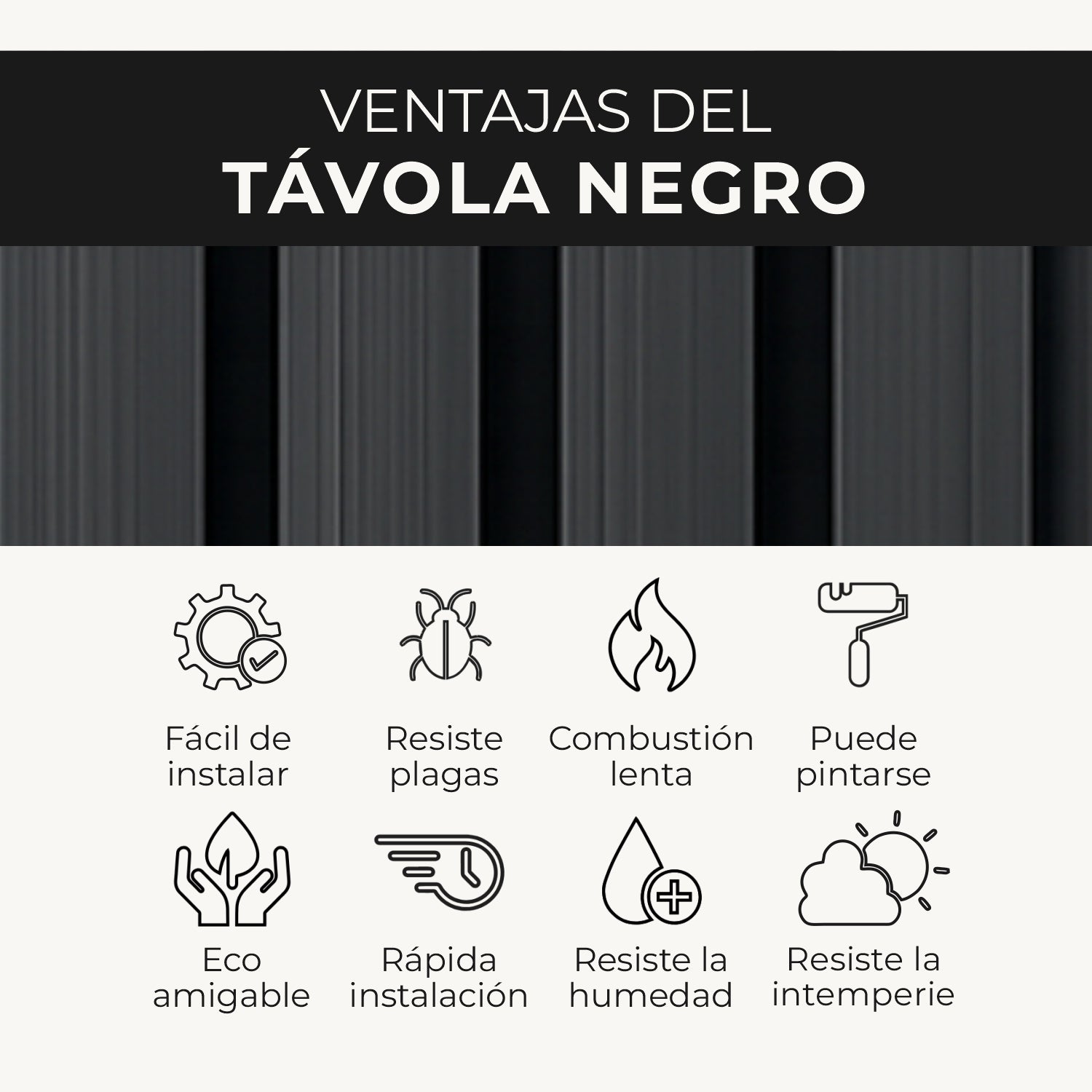 Panel Távola WPC Exterior | Revestimiento Negro | Almacora - Almacora