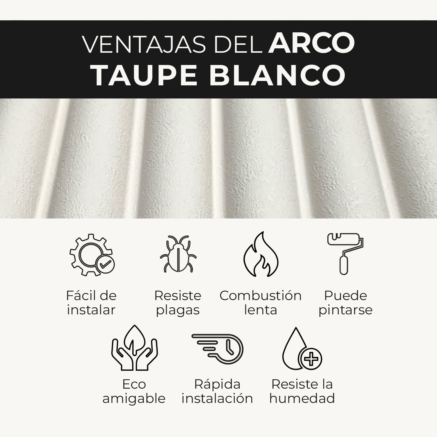 Panel WPC Arco | Taupe Blanco Decorativo | ALMACORA - Almacora