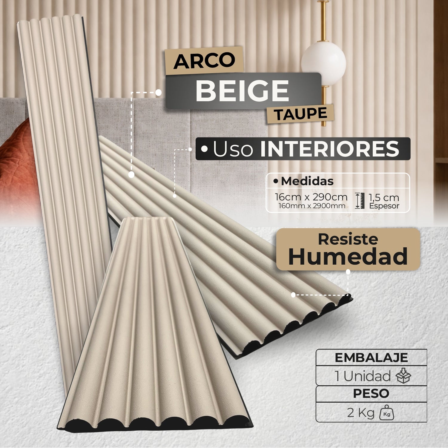 Panel WPC Arco | Taupe Beige Decorativo | ALMACORA
