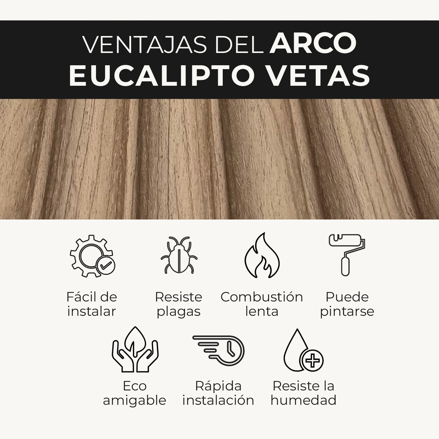 Panel WPC Arco | Eucalipto Vetas Decorativo | ALMACORA - Almacora