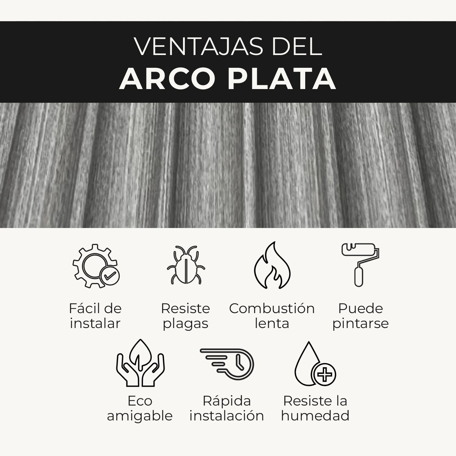 Panel WPC Arco | Plata Decorativo | ALMACORA - Almacora