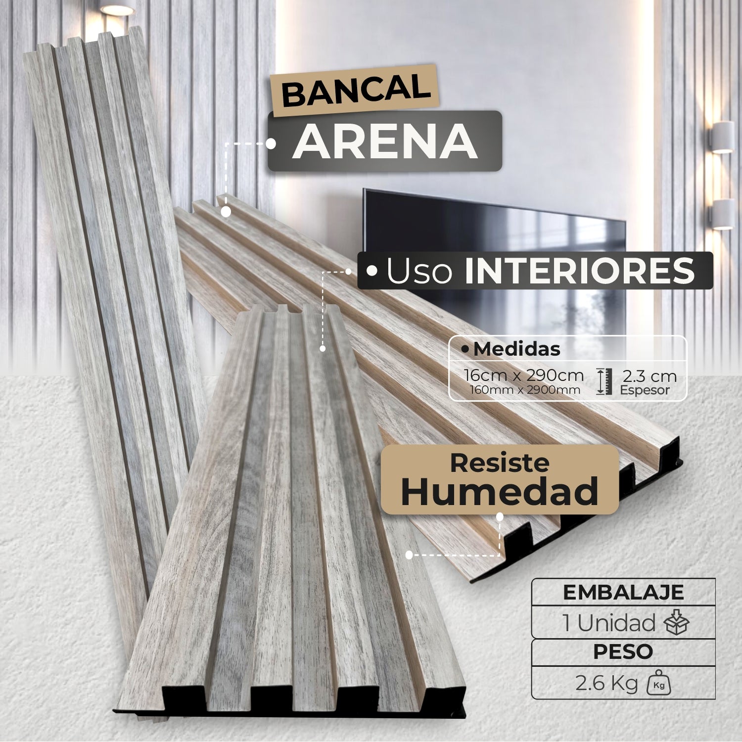 Panel WPC Bancal | Arena Decorativo Interior | ALMACORA - Almacora