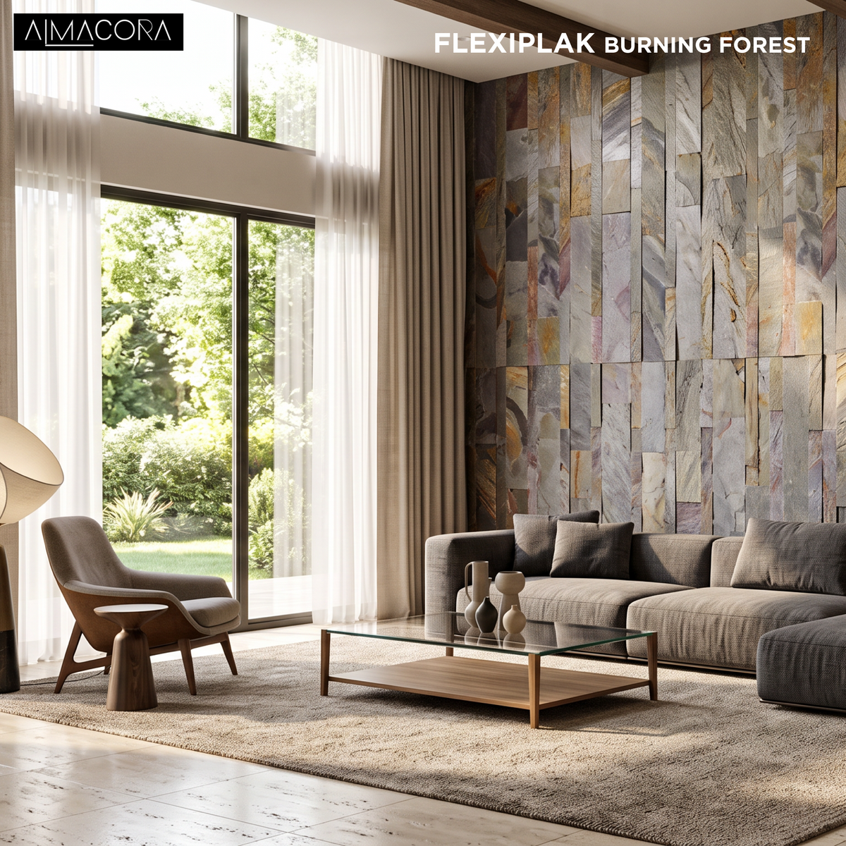 Panel 3D Flexyplak Burning Forest Autoadhesivo | Decorativo Interior | Almacora