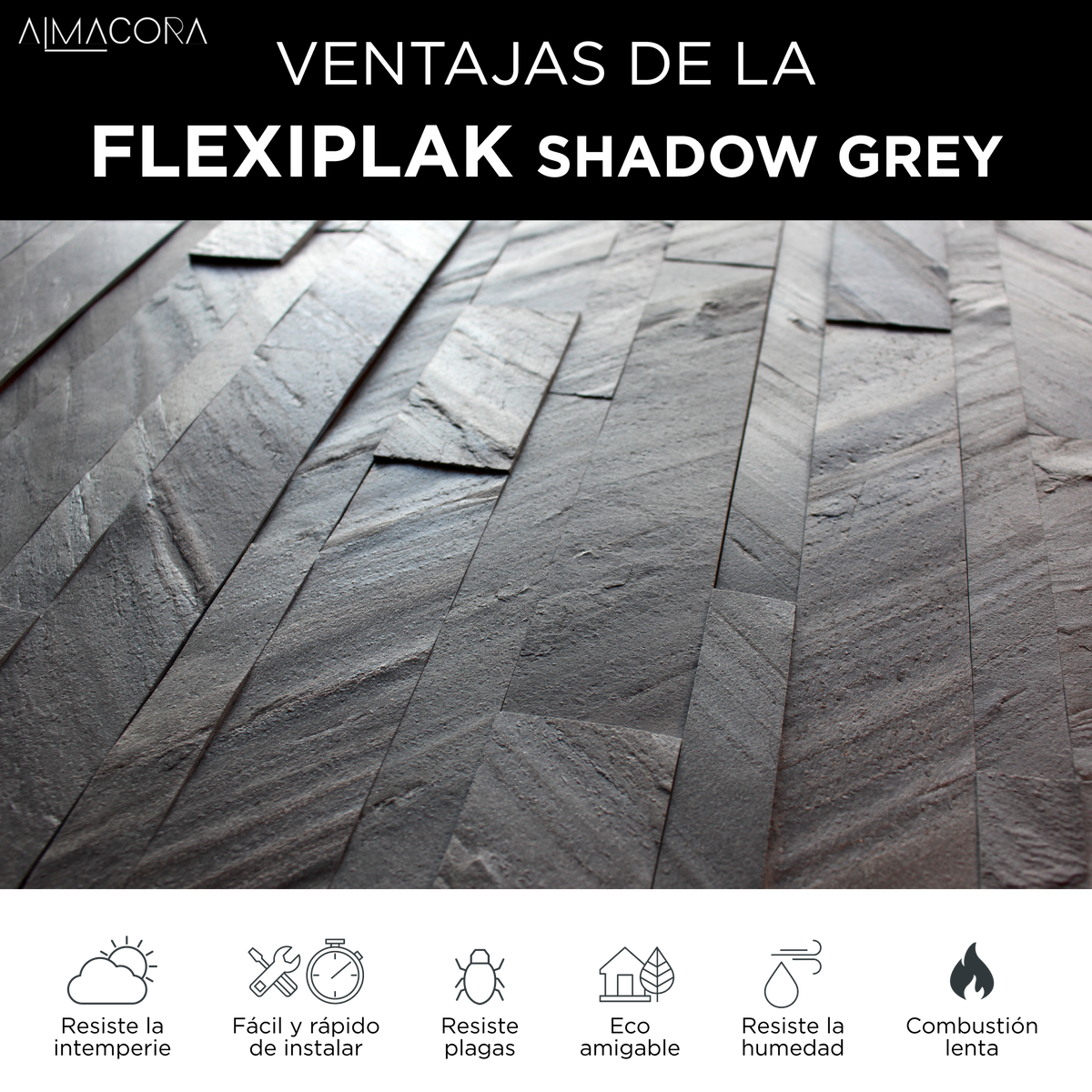 Panel 3D Flexyplak Shadow Grey Autoadhesivo | Decorativo Interior | Almacora - Almacora