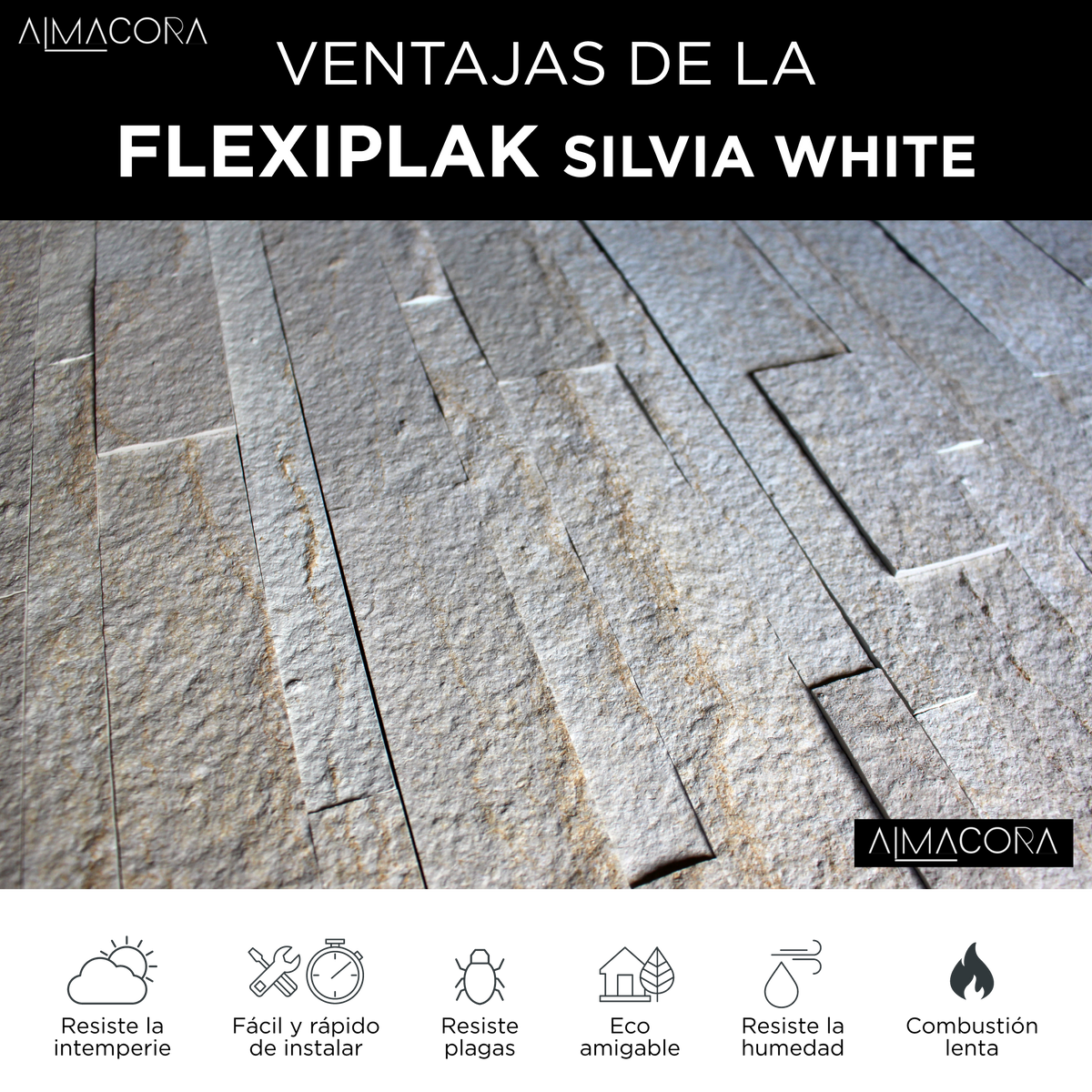 Panel 3D Flexyplak Silvia White Autoadhesivo | Decorativo Interior | Almacora