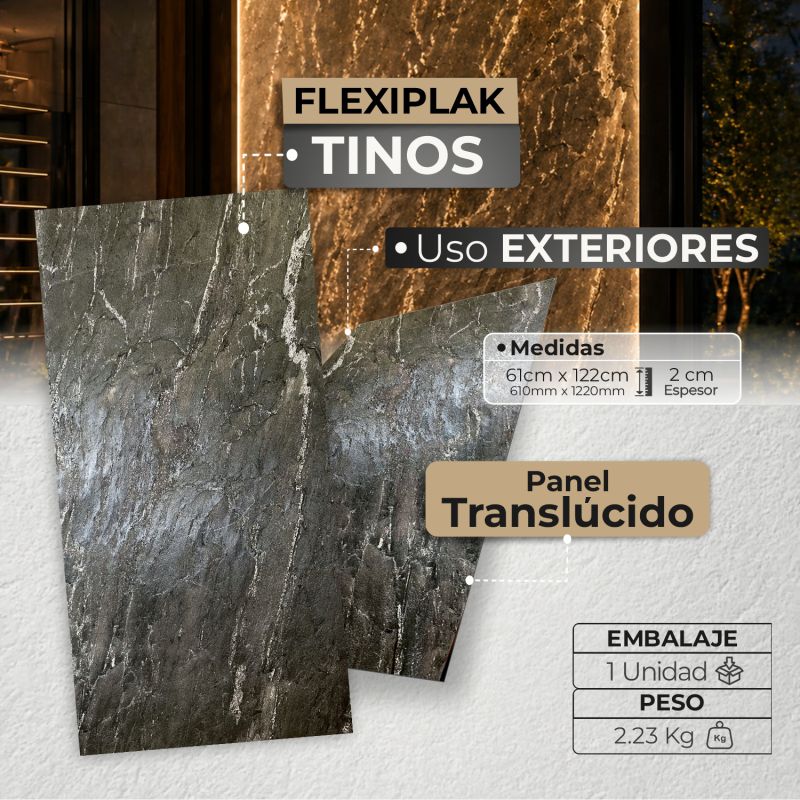Flexiplak Translúcida Tinos | Lámina Decorativa de Piedra Flexible - Almacora
