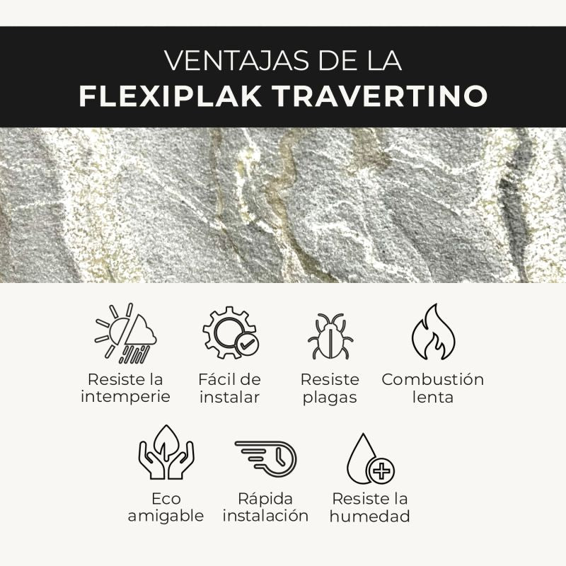Flexiplak Translúcida Travertino | Lámina Decorativa de Piedra Flexible - Almacora
