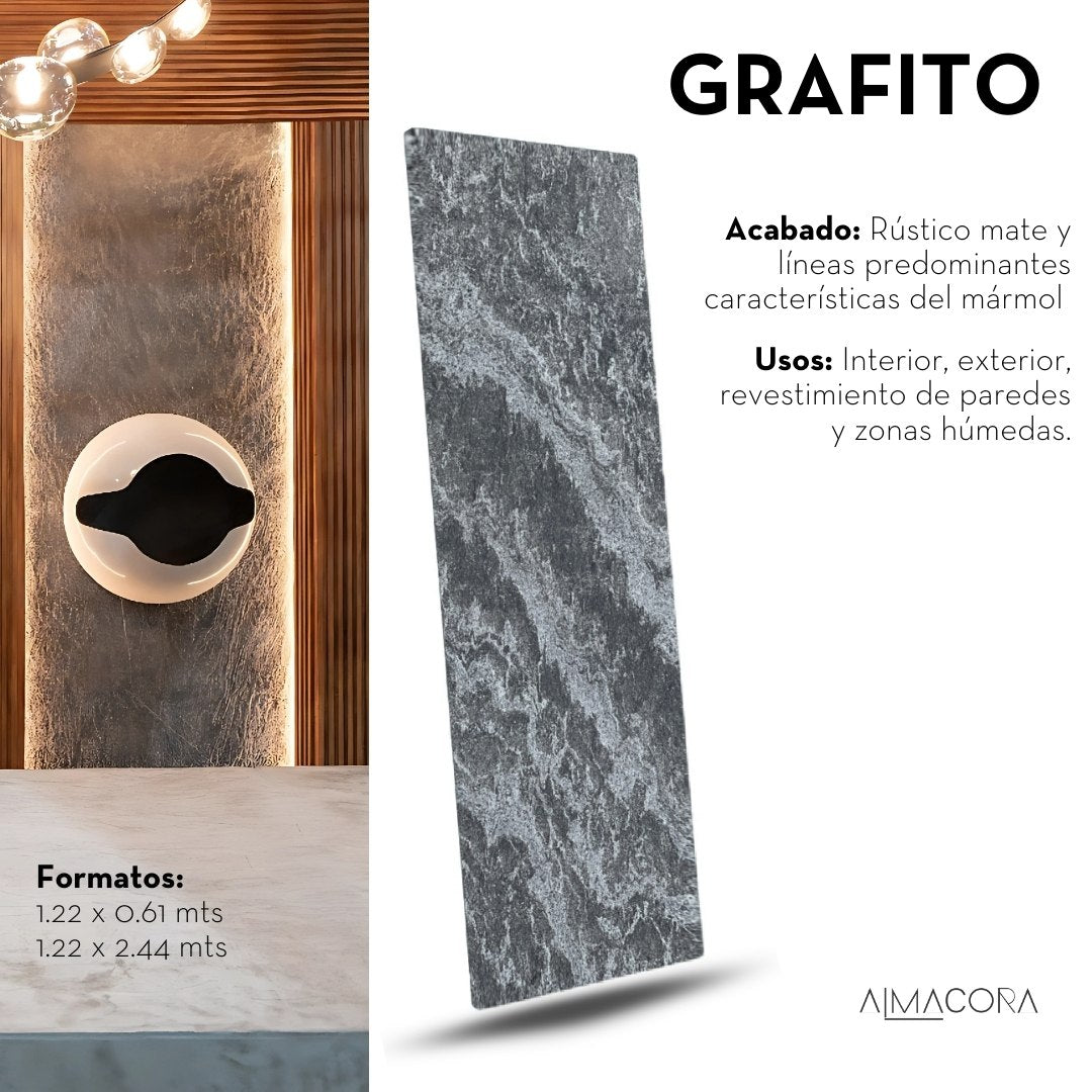 Láminas de Piedra Natural-  Flexiplack Grafito - Almacora