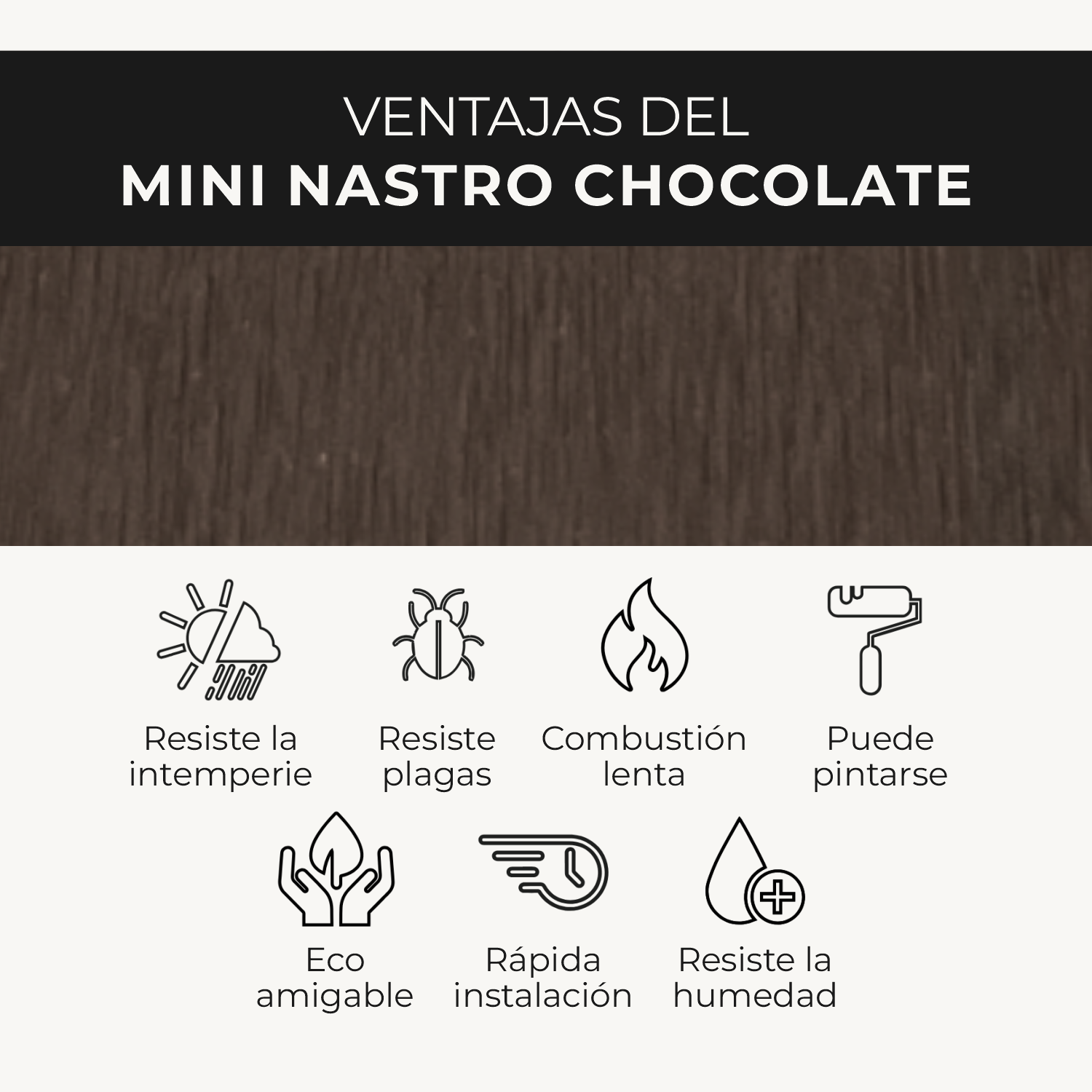 Listón Mini Nastro Exterior WPC | Listón Decorativo Chocolate | Almacora - Almacora