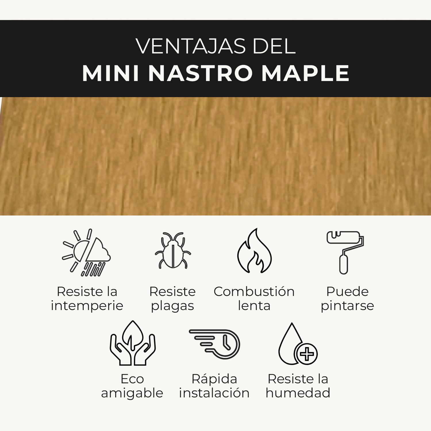Listón Mini Nastro Exterior WPC | Listón Decorativo Maple | Almacora - Almacora