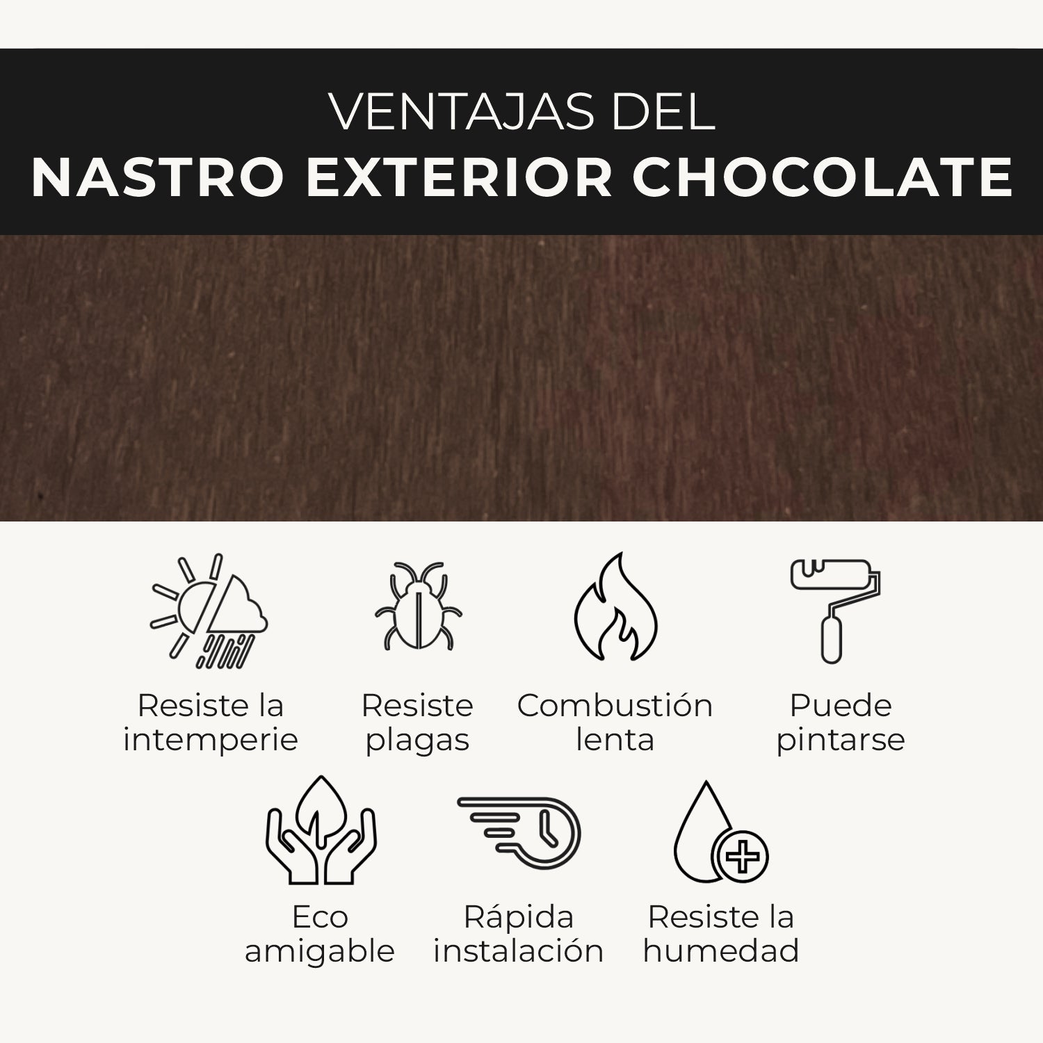 Listón Nastro Exterior WPC | Listón Decorativo Chocolate | Almacora - Almacora