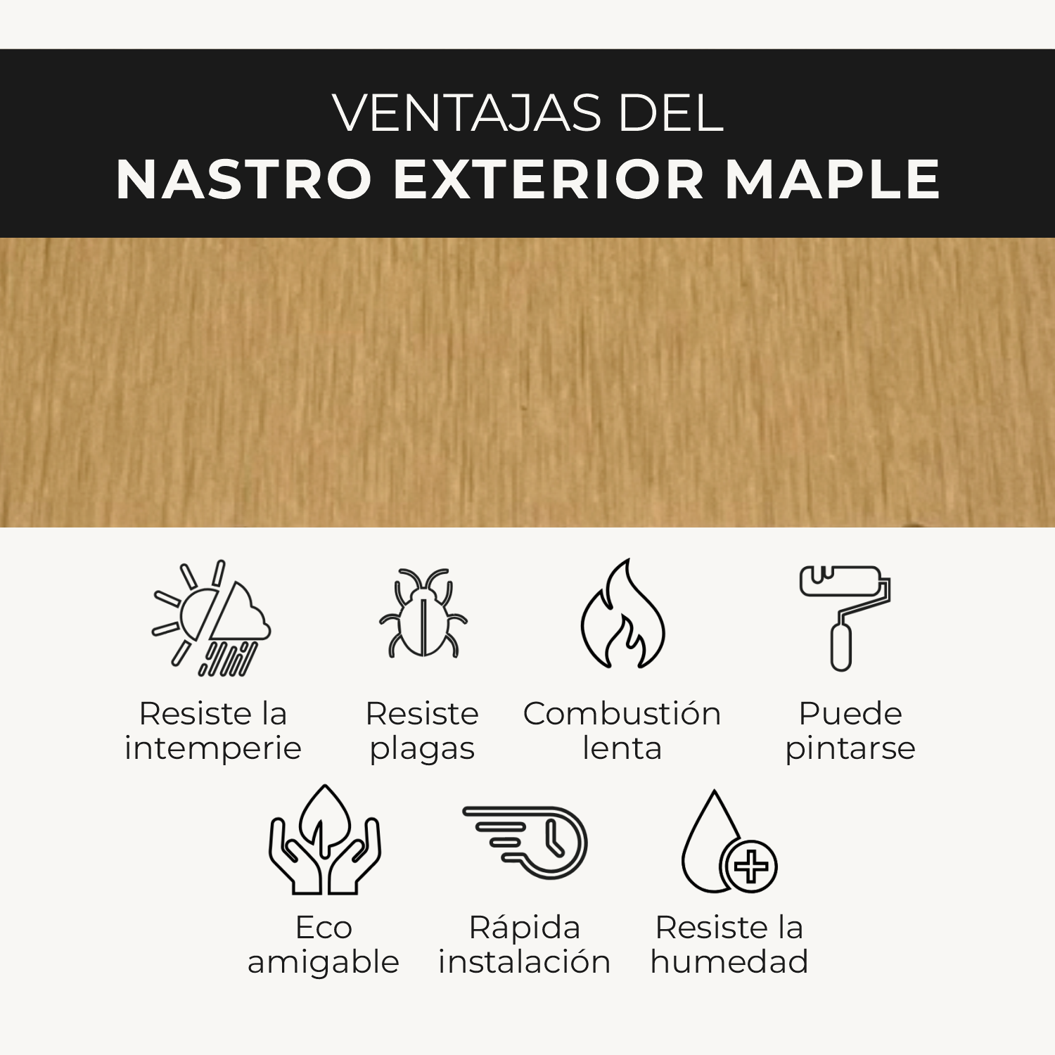 Listón Nastro Exterior WPC | Listón Decorativo Maple | Almacora - Almacora
