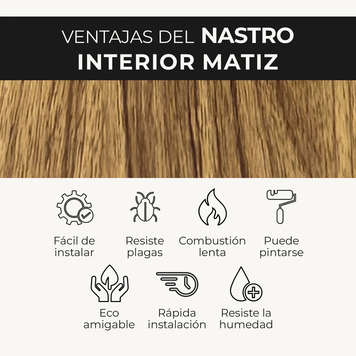 Panel WPC Nastro Interior | Nastro Matiz | Revestimiento para Interiores - Almacora