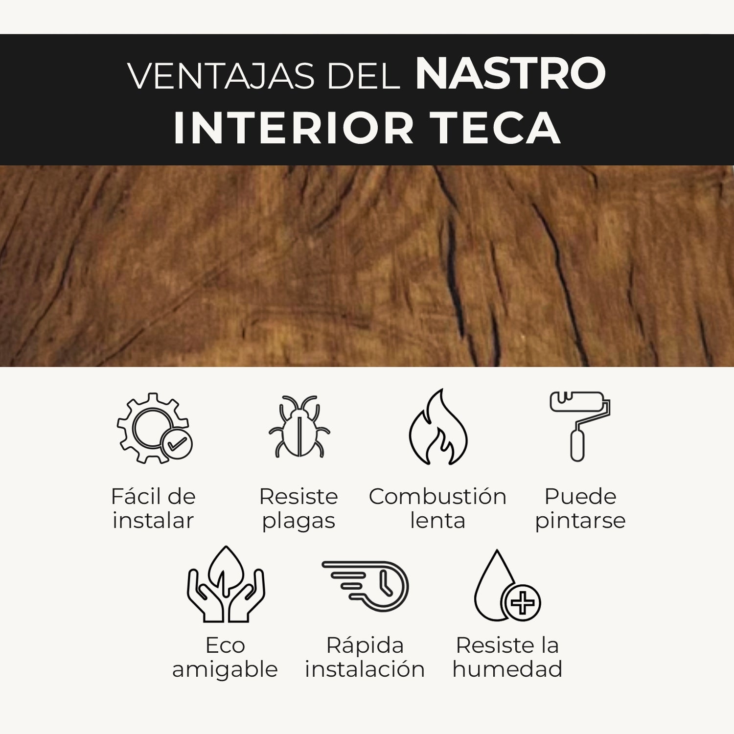 Panel WPC Nastro Interior | Nastro Teca | Revestimiento para Interiores - Almacora