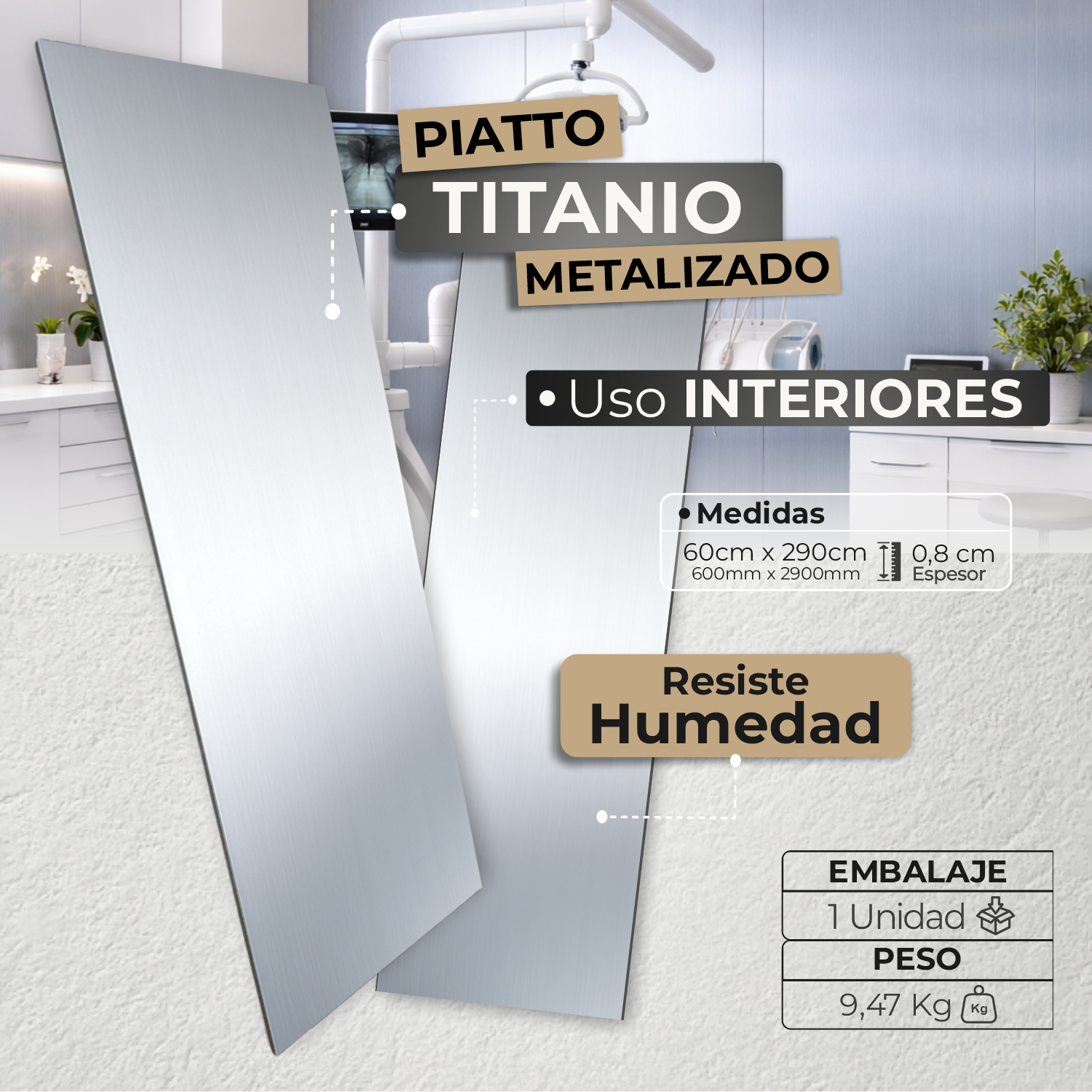 Lámina Piatto Metalizada Titanio – Revestimiento Decorativo Moderno - Almacora