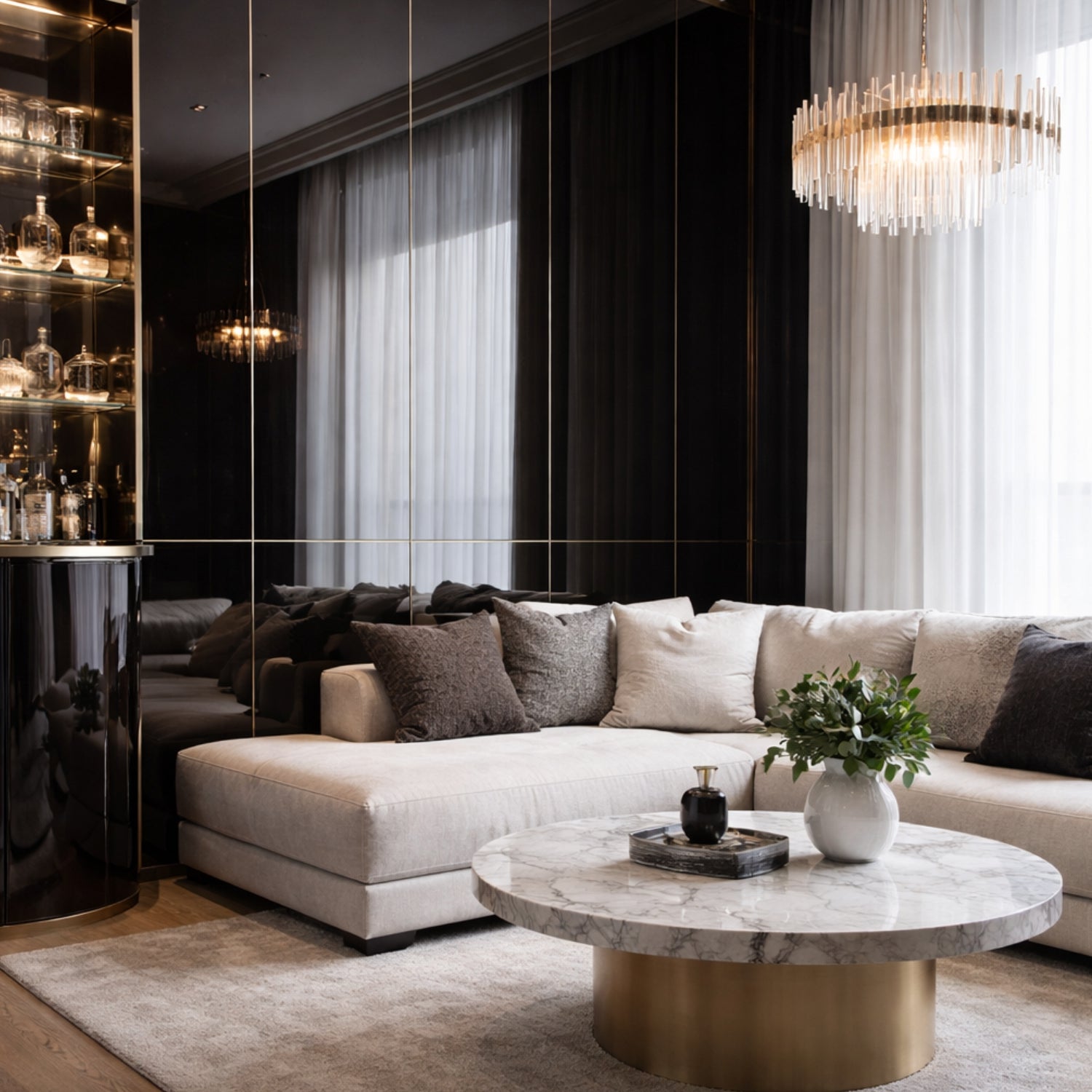Lámina Piatto Tipo Espejo Negro – Revestimiento Decorativo Moderno - Almacora