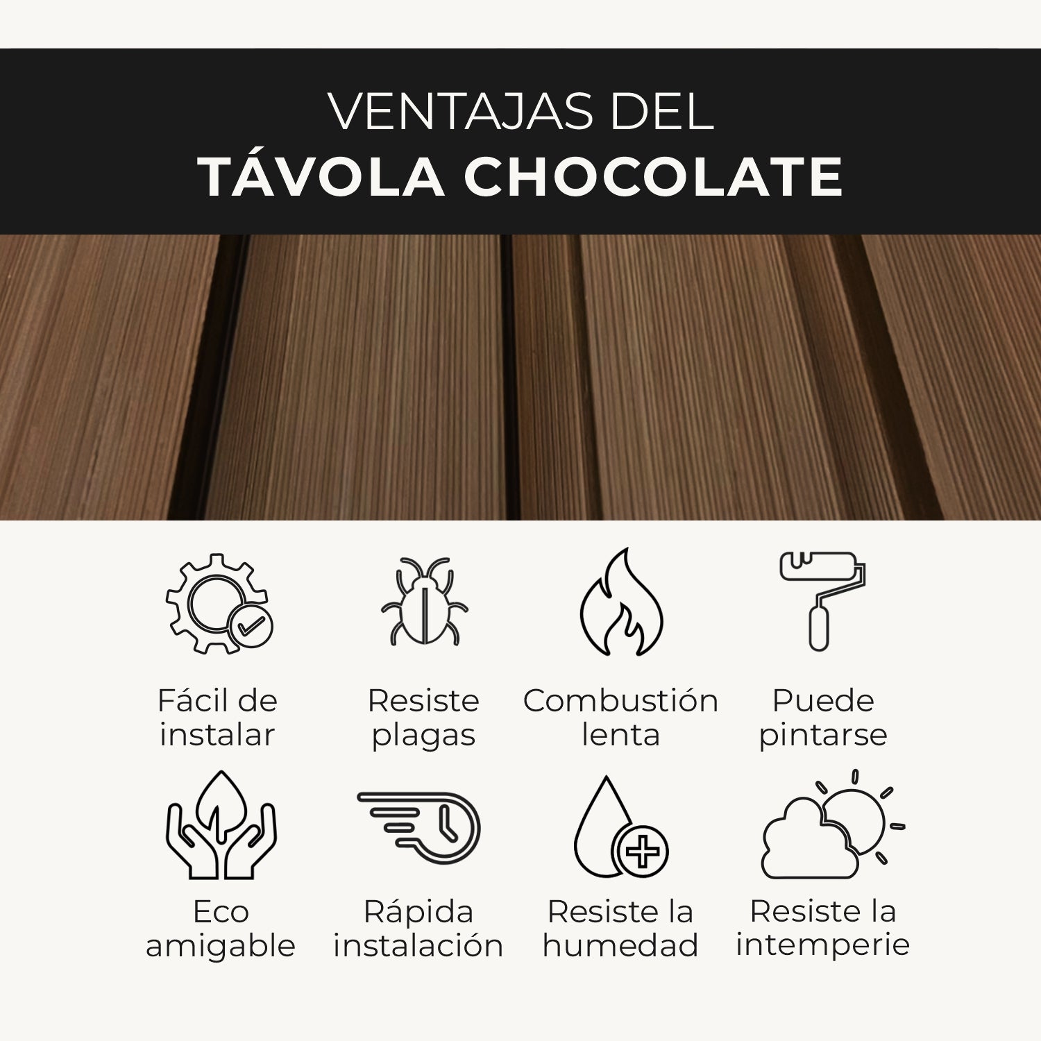 Panel Távola WPC Exterior | Revestimiento Chocolate | Almacora - Almacora